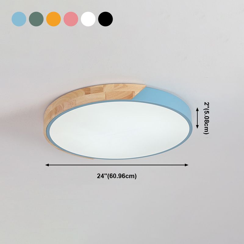Plafonnier LED de forme ronde macaron fer moderne 1 lumière encastré pour salon