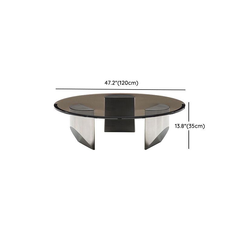 Black Glass Top Coffee Table Modern Round 3 Legs Cocktail Table