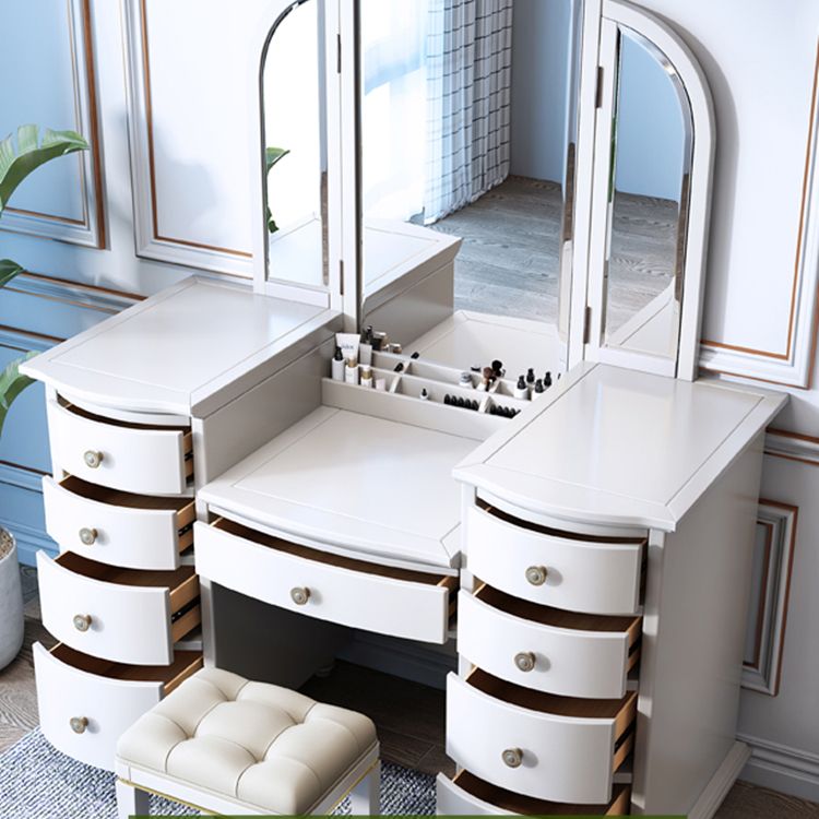 Contemporary Vanity Table and Stool Set 9 Drawers Makeup Vanity Desk