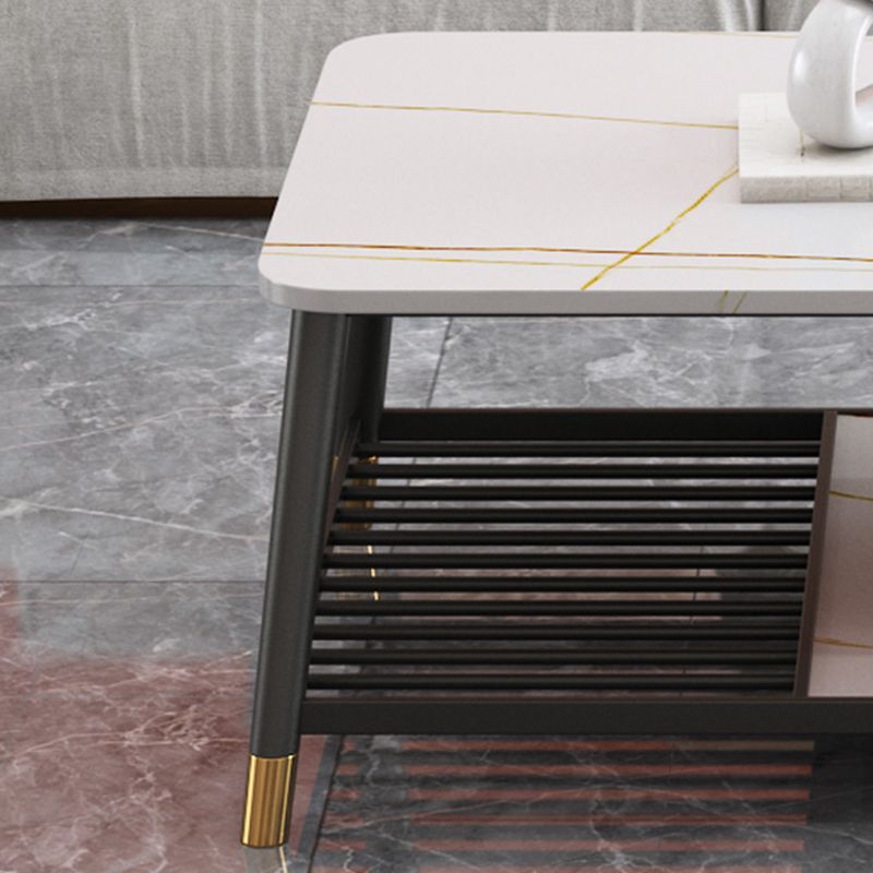 Glam Frame Coffee Table Slate Rectangular Coffee Table for Living Room