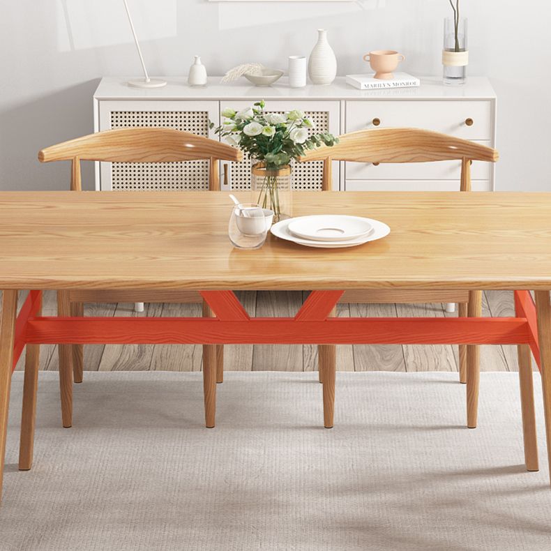 Contemporary Fixed Solid Wood Dining Room Table with 4 Solid Wood Legs Kitchen Dining Set