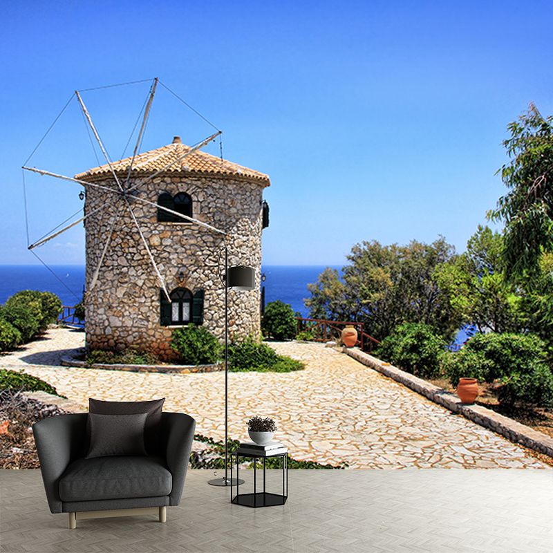 Photography Windmill Mural Wallpaper Eco-friendly for Sleeping Room
