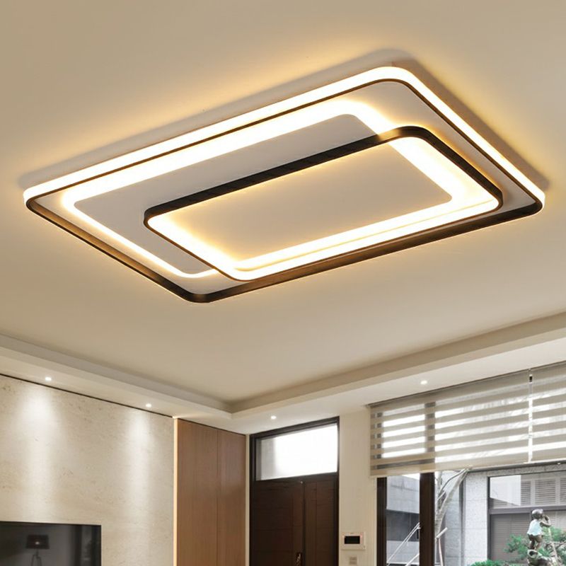 Minimalismus-LED-Deckenleuchte, schwarze rechteckige Einbauleuchte mit Acrylschirm