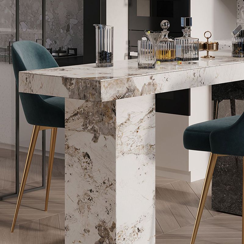 1/2/3/5 Pieces Glam Rectangle Sintered Stone Counter Table with High Stools