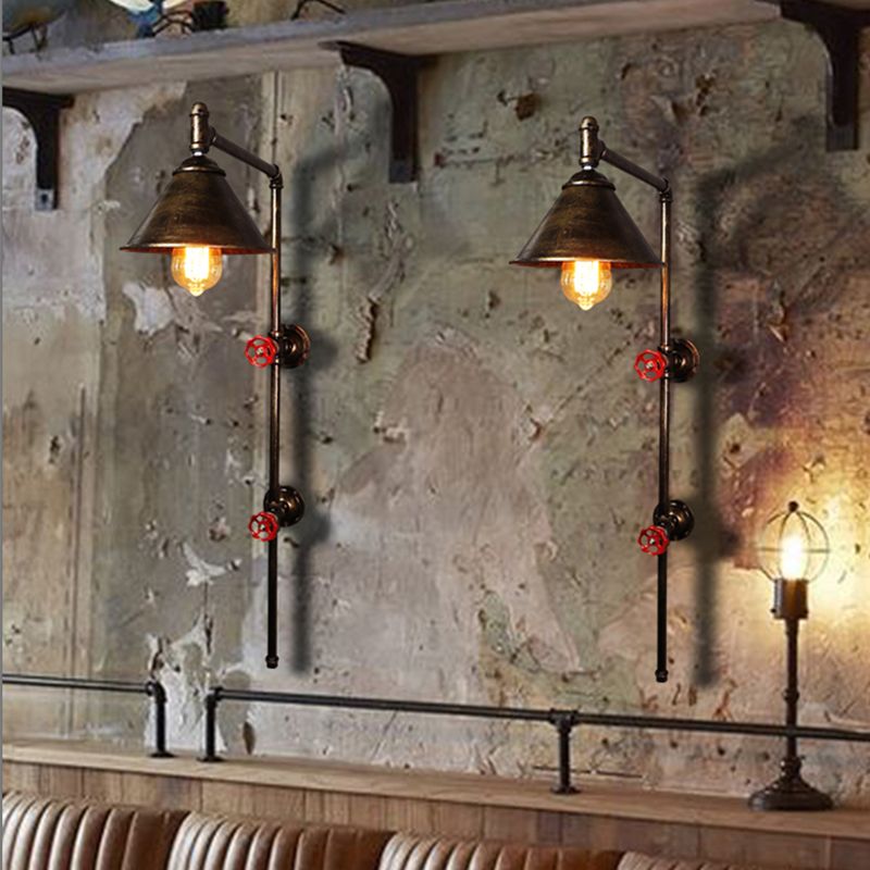 1 Lampada montata a parete di cono leggero in stile industriale in metallo sconce