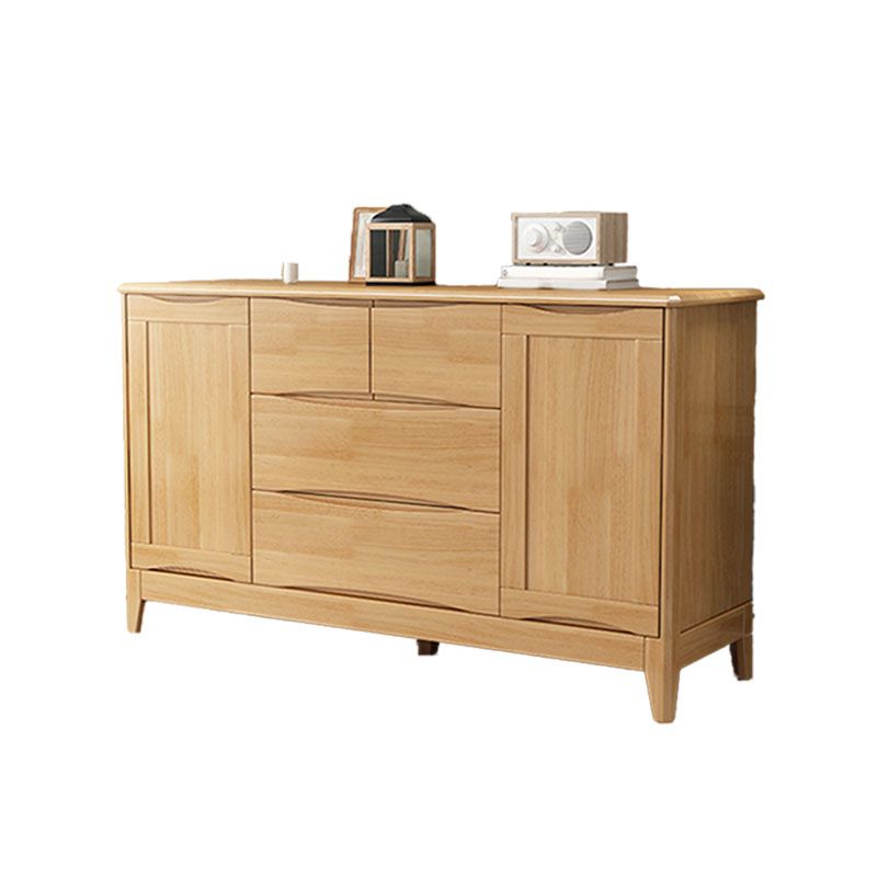 Contemporary Rubber Wood Storage Chest Horizontal Chest with Drawers