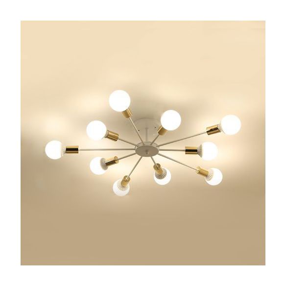 6/8/9 ampoules Spoutnik Semi encastré rétro industriel finition blanche éclairage de plafond en métal pour chambre à coucher