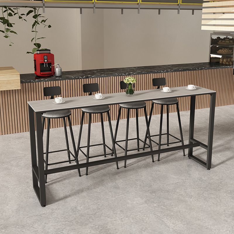 Rectangle Bar Pub Table Set 1/5 Pcs Modern Iron Frame Bar Table and Upholstered Stools