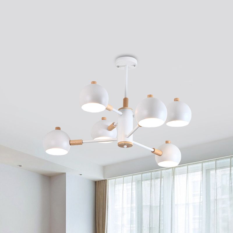 Globe Shade Woonkamer Kroonluchter metaal Multi-hoofd Noordse hangerverlichting in groen/grijs/wit