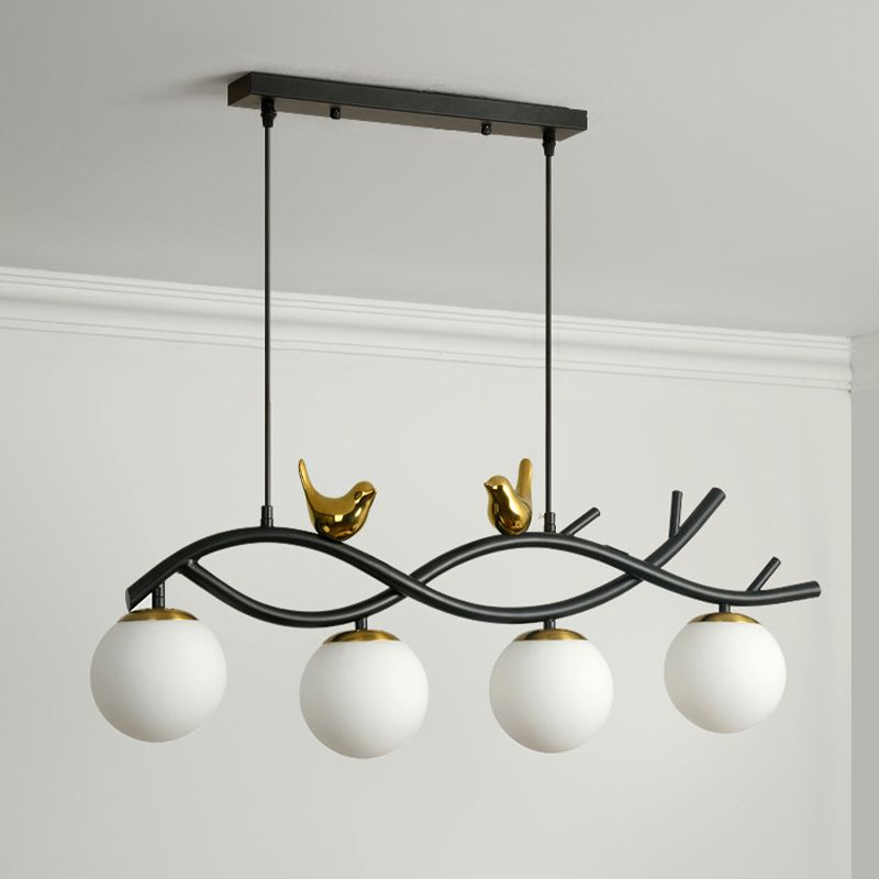 Industrial Kitchen Island Lighting Black Globe Shaded Ceiling Light for Home