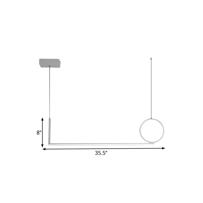 Linear Ceiling Suspension Lamp Minimal Metallic Black/White LED Island Light in Warm/White Light