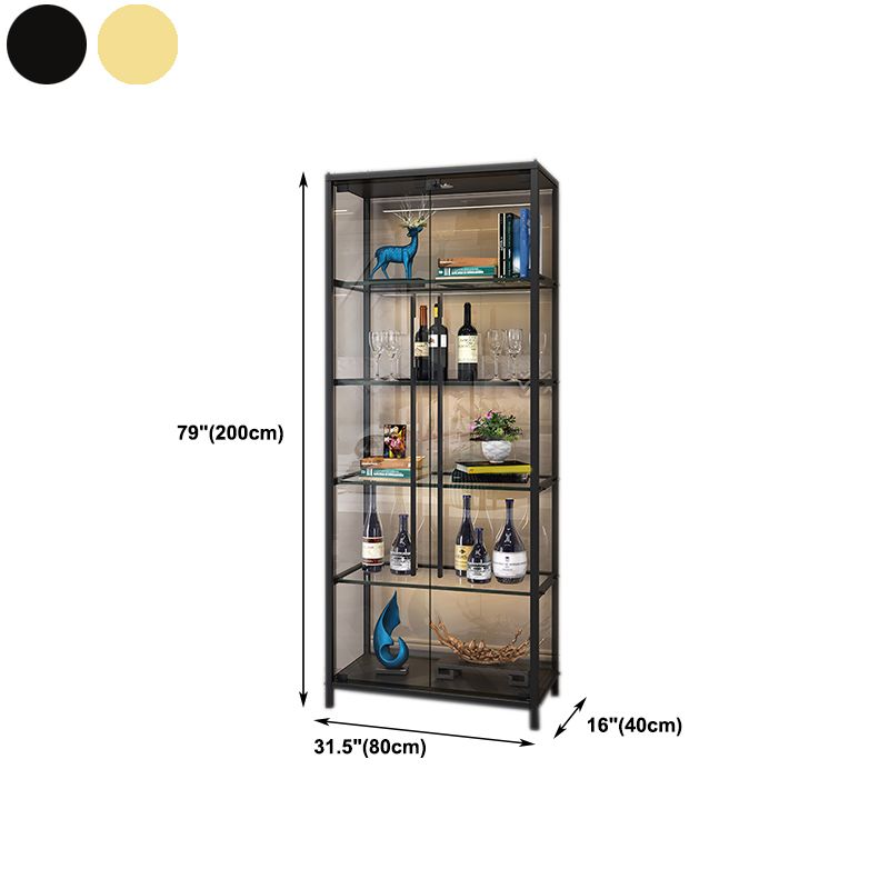 Glam Curio Cabinet Glass Doors Display Cabinet with Door for Living Room