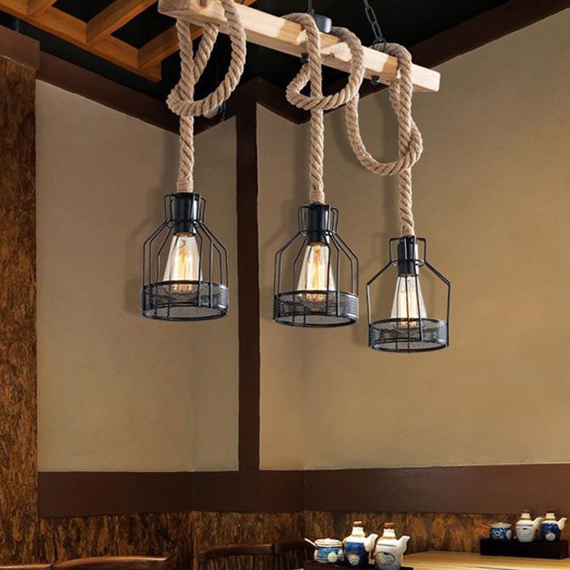 Linear Island Lighting Retro Style Wood Chandelier Lights for Bar