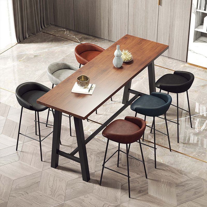 Modern Bar-height Table with Black Legs and Metal Base Bar Table