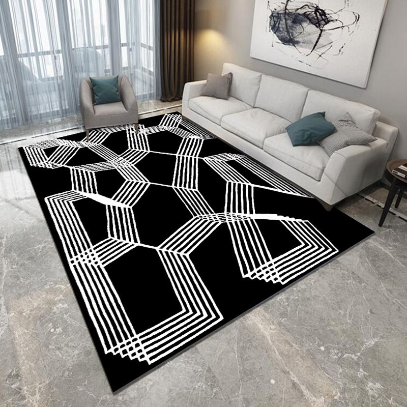 Stain Resistant Area Carpet Rectangle Geometric Pattern Rug Living Room Carpet