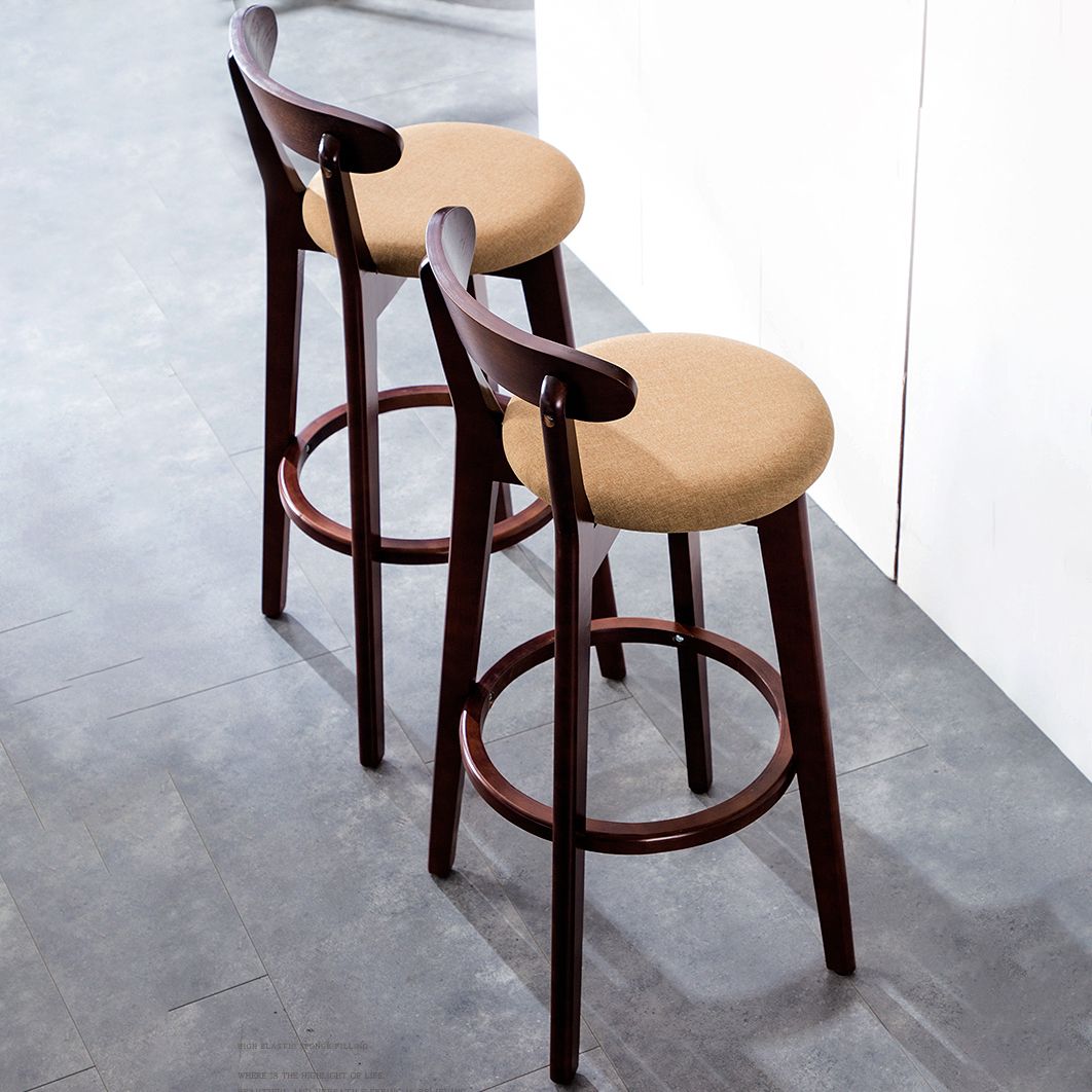 Contemporary Beech Home Barstool Matte Finish Upholstered Bar Stools