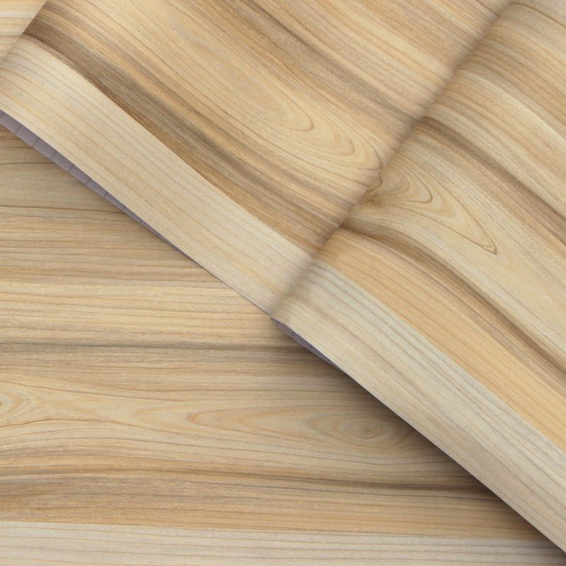 Rural Faux Rubber Wood Wallpaper Grey-Yellow Removable Adhesive Wall Decor for Home