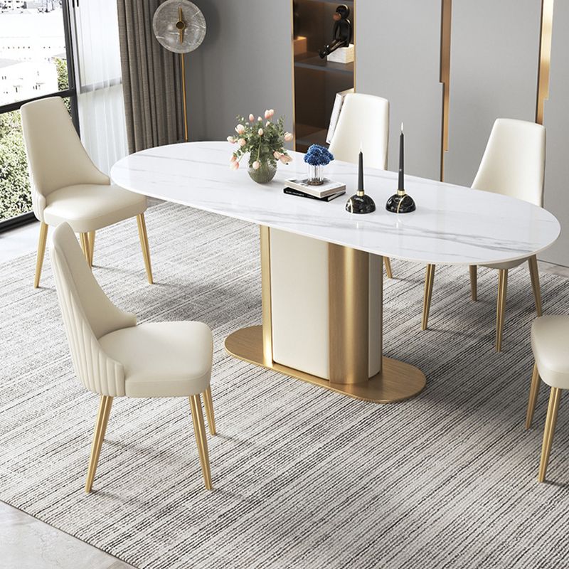 Glam Style Parsons Side Chair Leather White Indoor Dining Chair