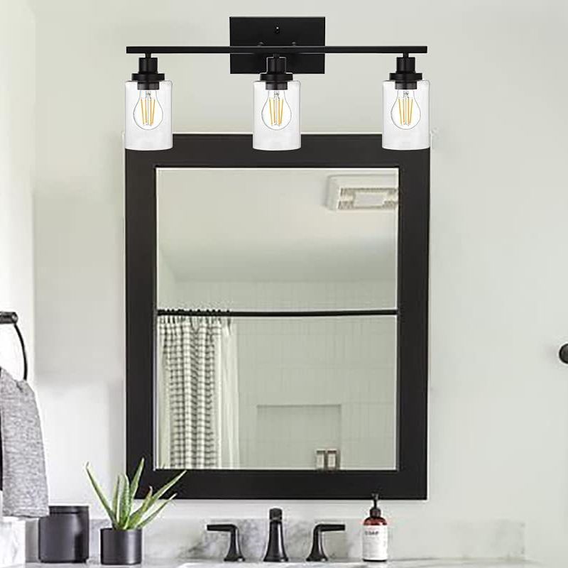 3-Licht-Zylinder Waschtischwandleuchten Retro Industrial Style Glass Waschtisch Licht