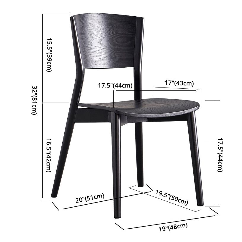 Chaises de salle à manger latérales en bois contemporaines, sans accoudoirs, à dossier ouvert, pour usage domestique