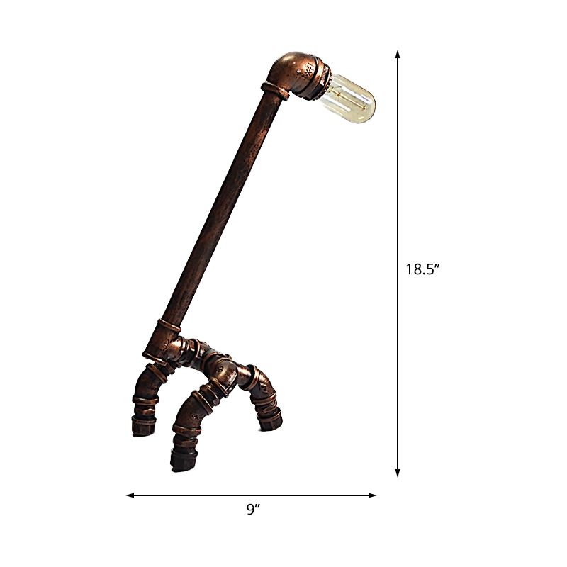 Girafe Dining Room Table Éclairage Iron Antiquised 1 Light Rust Finition Finis Plug-In Nightstand Lampe