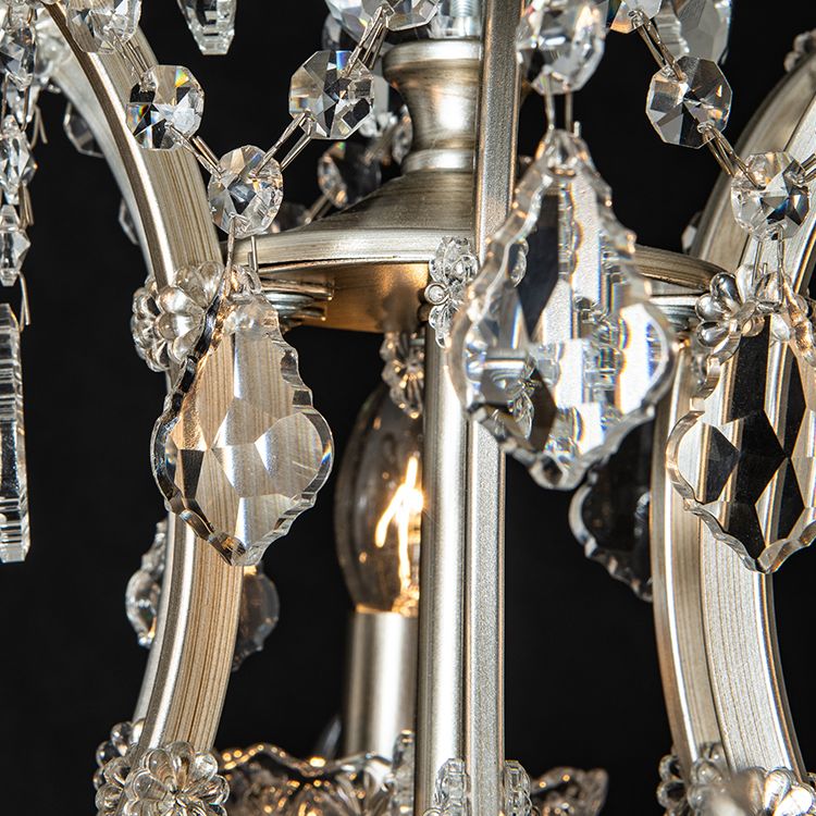 Rustic Style Crystal Large Chandelier Metal Candlestick Design Lighting Pendant with 23.6" Suspension Chain