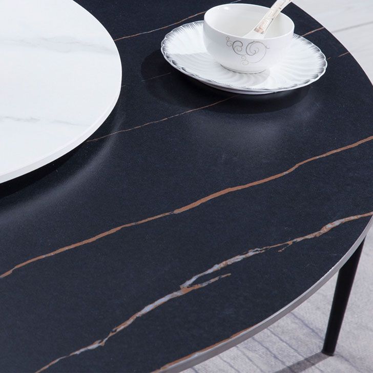 Round Modern Stone Table Standard Height Dining Table with Pedestal Base