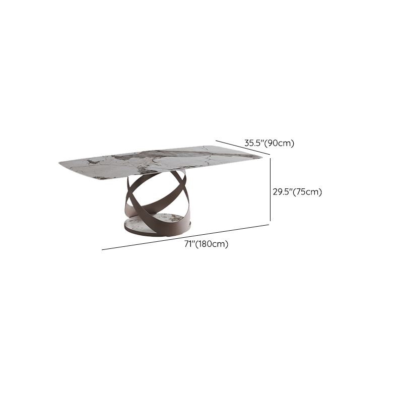 Glam Sintered Stone Dining Table Dining Rectangle Table with Metal Leg