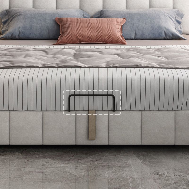 Glam wood Bed Frame Faux Leather Standard Bed with Upholstered Headboard for Bedroom