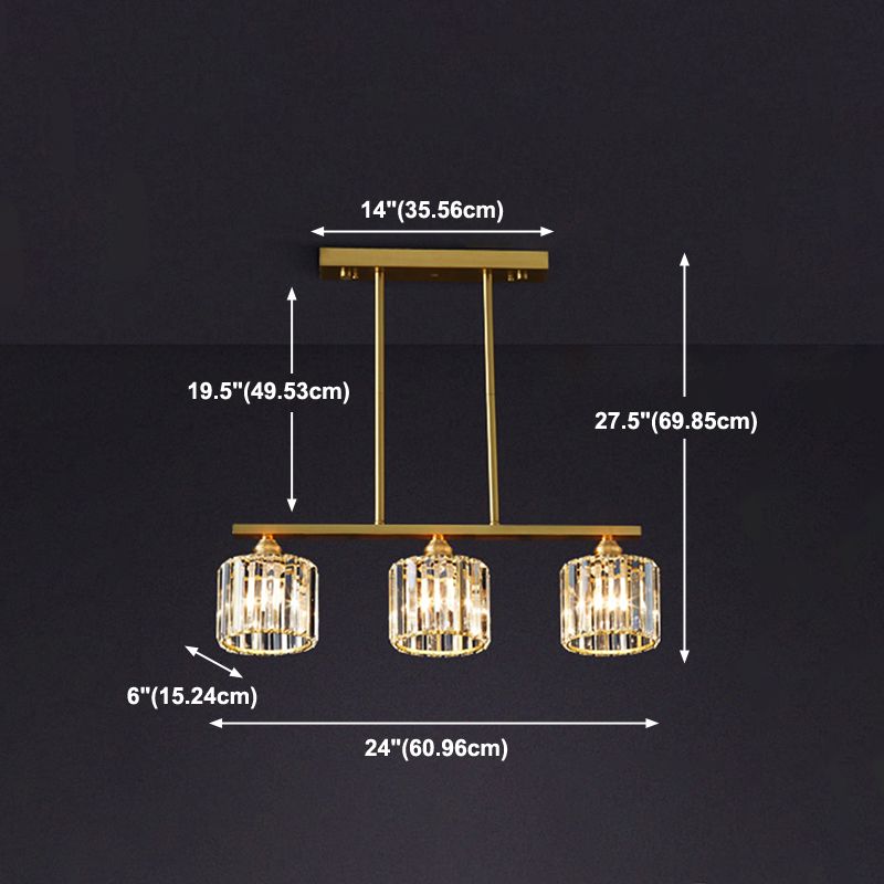 Contemporary Style Cylinder Shape Island Lights Crystal Island Lighting