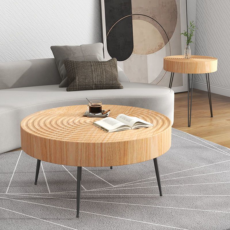 Contemporary Cocktail Table Round Solid Wood Coffee Cocktail Table