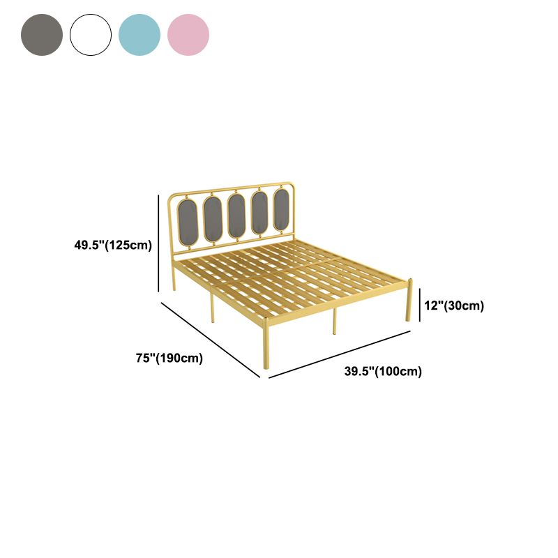 Glam Bed Frame Metallic Standard Bed with Upholstered Headboard