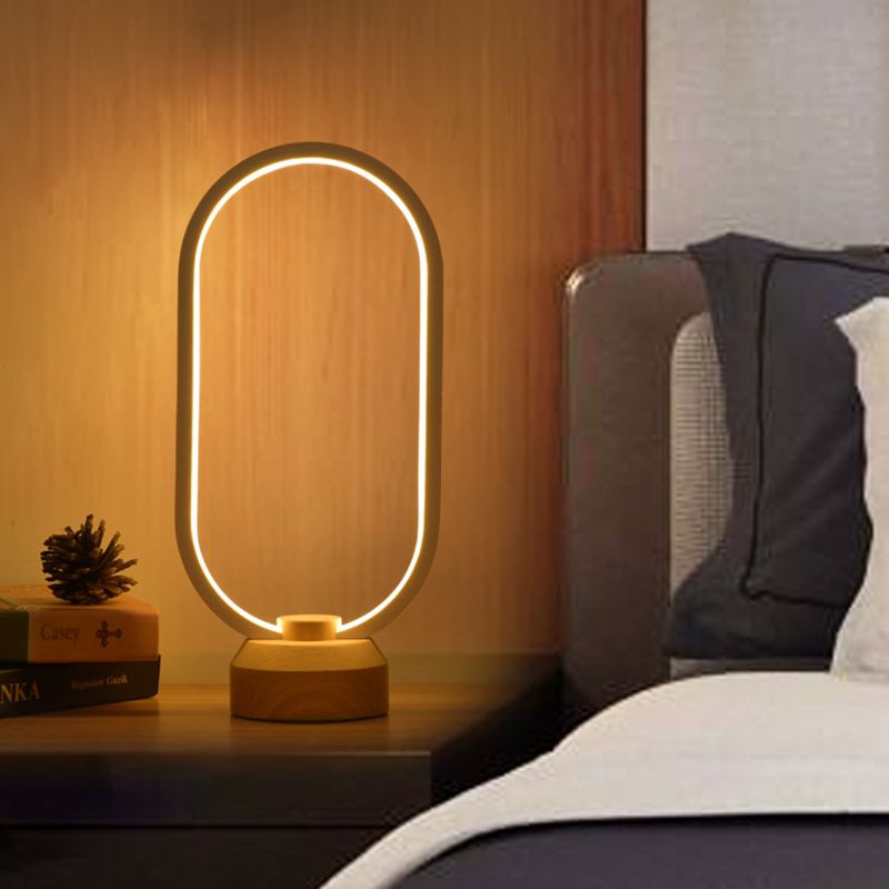 Moderne tafellamp met 1 licht met USB-poort lineair tafellicht voor slaapkamer