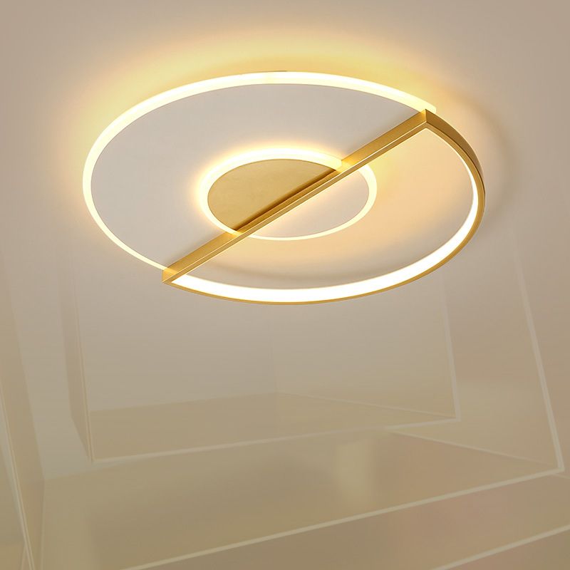 Superdunne cirkel LED-plafondlamp Minimalistisch acryl goud Inbouwlicht in warm/wit/3 kleuren licht, 16,5"/20,5" breedte