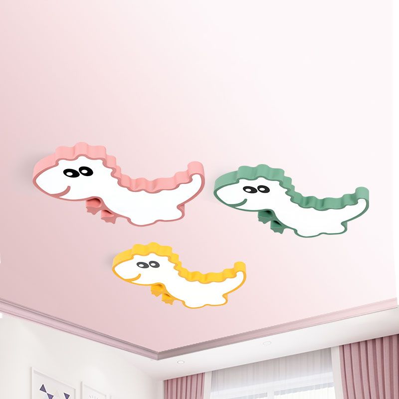 1-Light Kids Cartoon Flush Mount Metal Ceiling Light Fixture for Bedroom