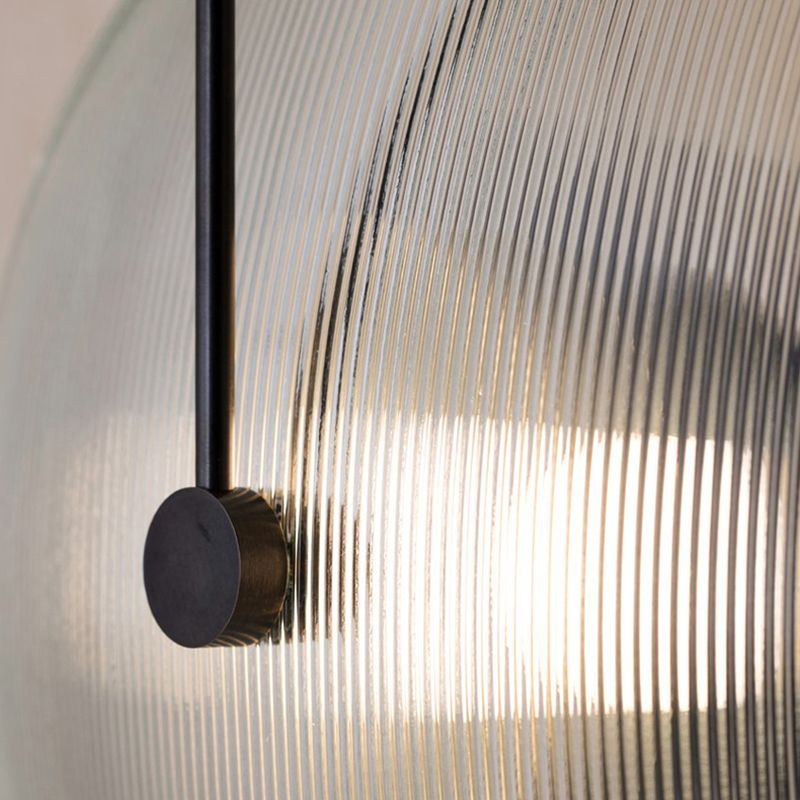 Round Sconce Light Fixtures Modern 1-Light Wall Mounted Lamp with Grass Shade