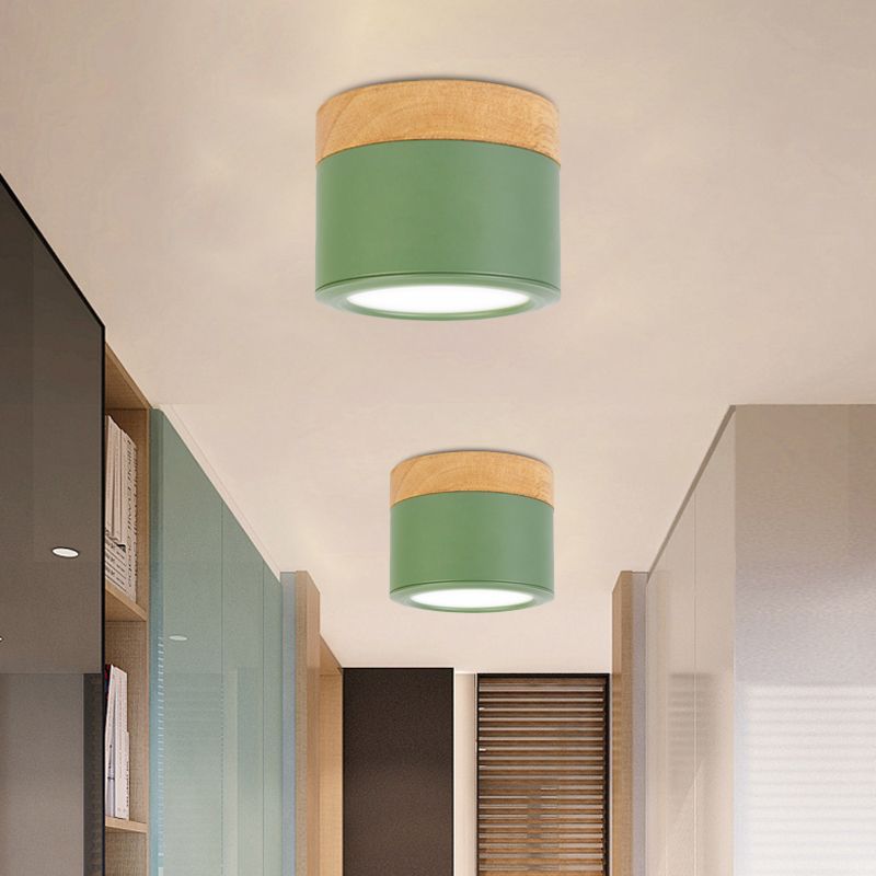 Bathroom Hallway Round Flush Mount Light Acrylic Macaron Loft Small Green/Grey/White Ceiling Lamp