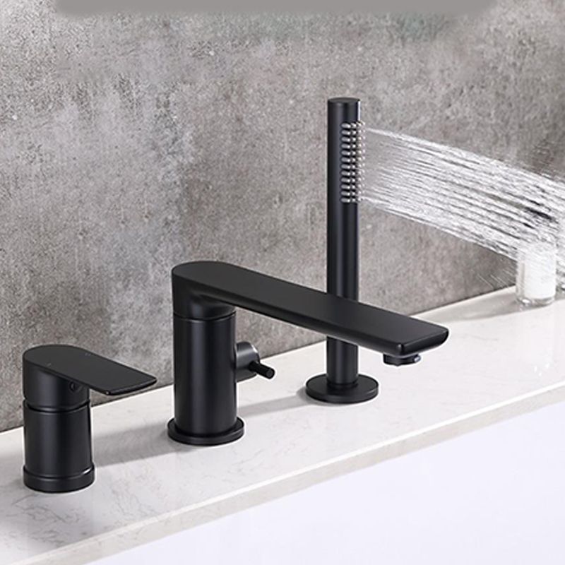 Modern Style Roman Tub Faucet Pure Color Deck-Mount Low Arc Copper Roman Tub Faucet