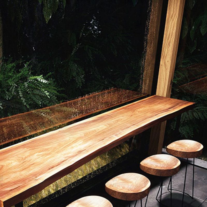 Industrial Trestle Base Dining Table Solid Wood Bar Table for Bistro