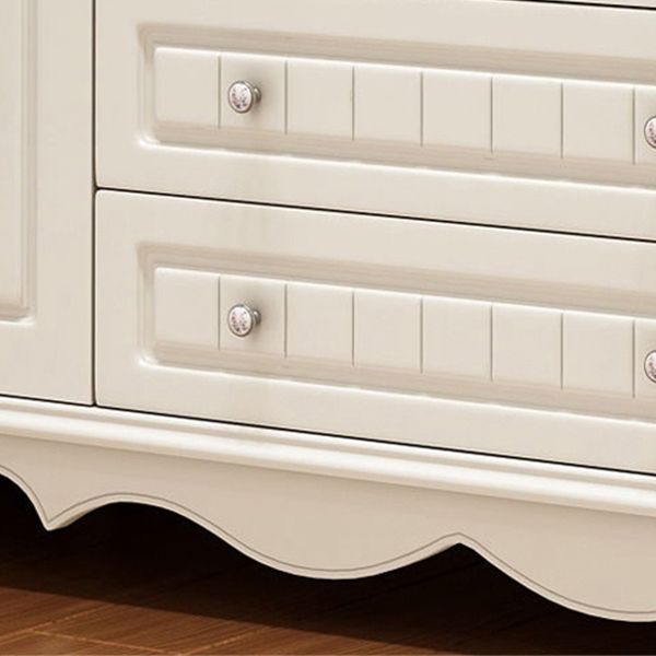 White Rubberwood Wardrobe Armoire Modern Wardrobe Closet with Legs