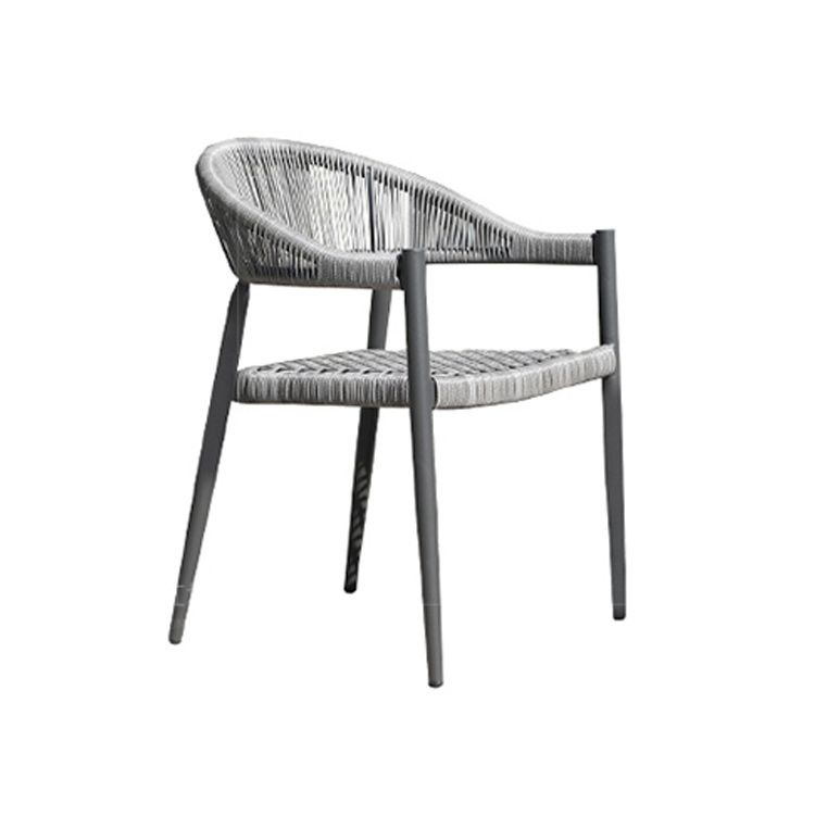 Tropical Grey Patio Dining Chair with Aluminum Base Stacking Chairs