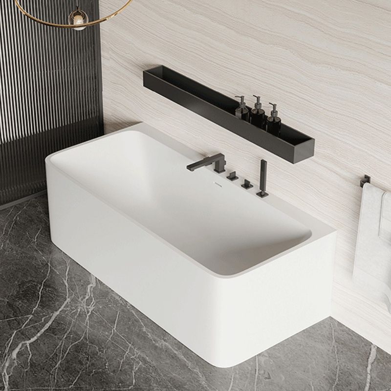 Modern Stone Soaking Bathtub Rectangle Back to Wall Bathtub With Faucet
