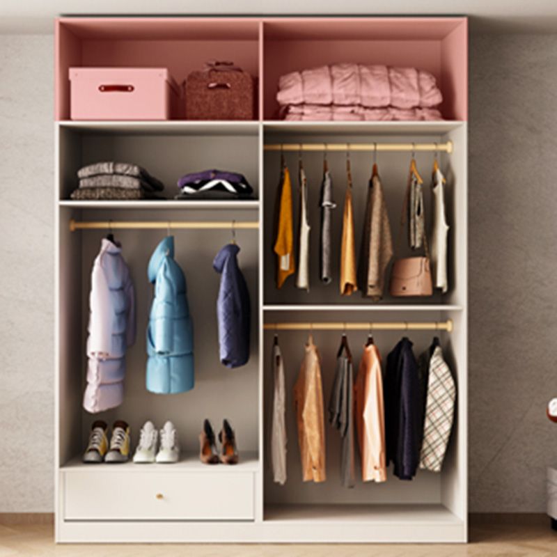 Modern Style Bedroom Wardrobe Cabinet Wooden Storage Cabinet with Garment Rod