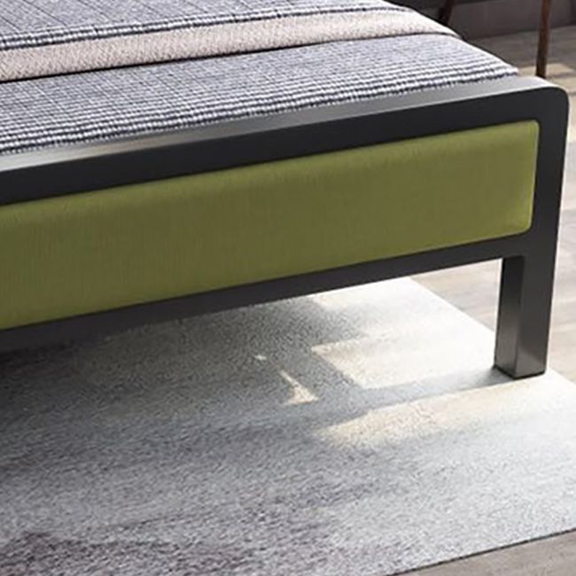 Contemporary Low Profile Panel Bed Upholstered Standard Bed in Black