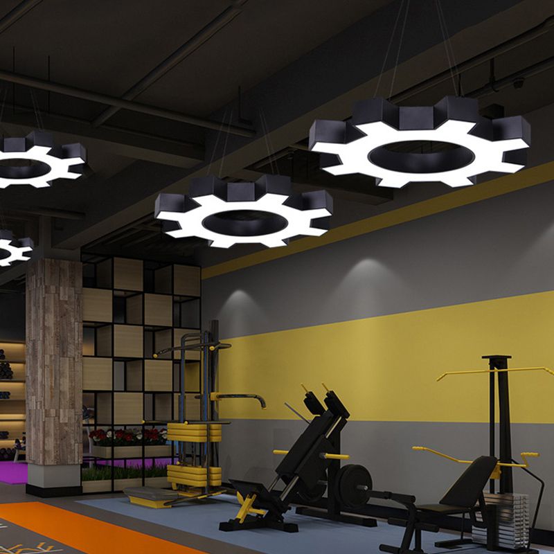 Gear Shaped Gym Pendant Lighting Acrylic Modernist LED Ceiling Lighting Fixture