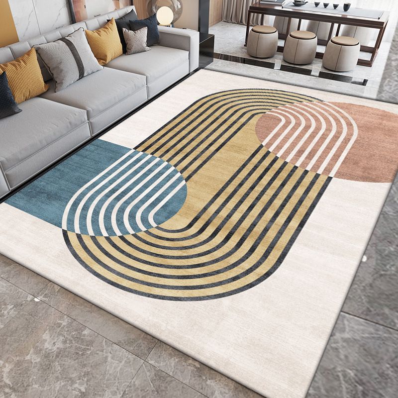 Black Nordic Carpet Polyester Contrast Color Carpet Washable Area Carpet for Drawing Room