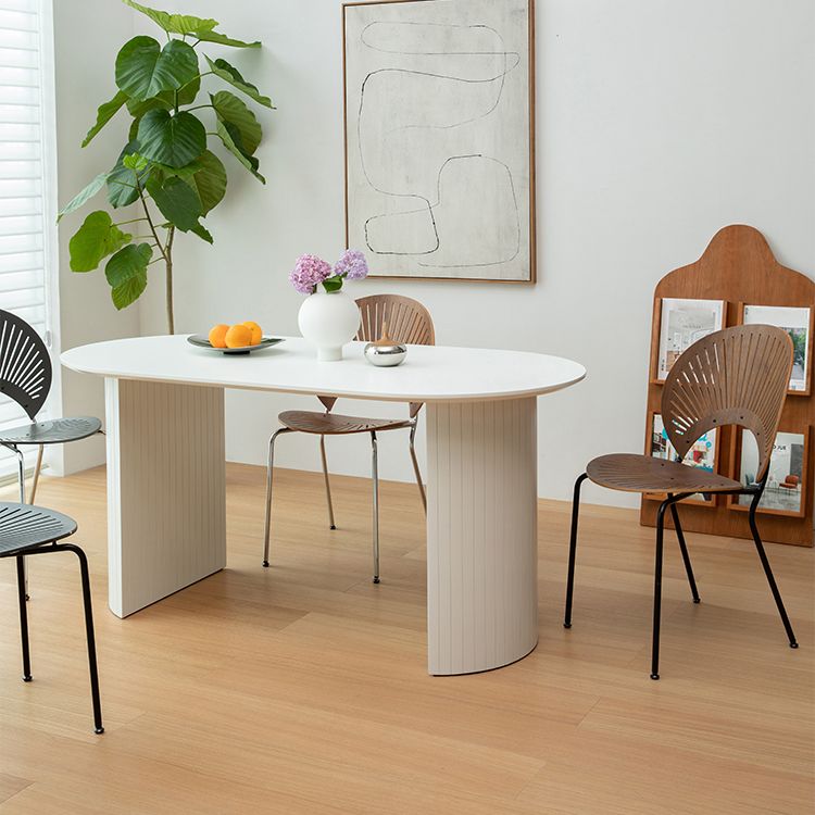 Massief hout eigentijdse ovale eettafel witte houten boventafel voor eetkamer