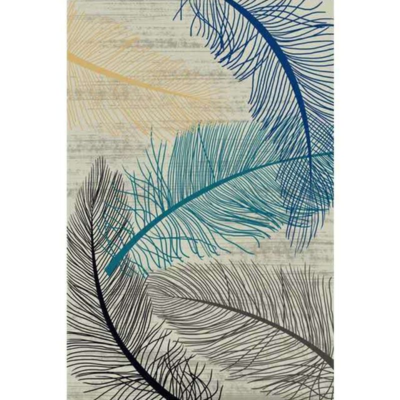 Minimalistic Living Room Rug Multicolor Geometric Line Print Rug Polypropylene Stain Resistant Anti-Slip Pet Friendly Rug