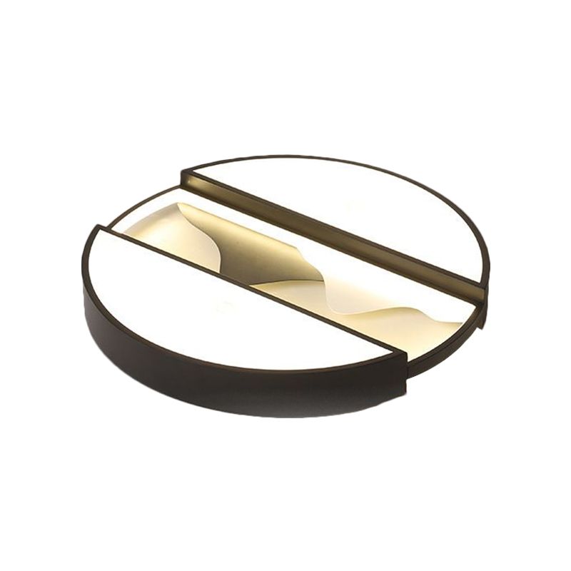 16.5"/20.5" Wide Modern LED Ceiling Flush Black Dissected Circle Flush Mount Fixture with Metal Shade in Warm/White Light