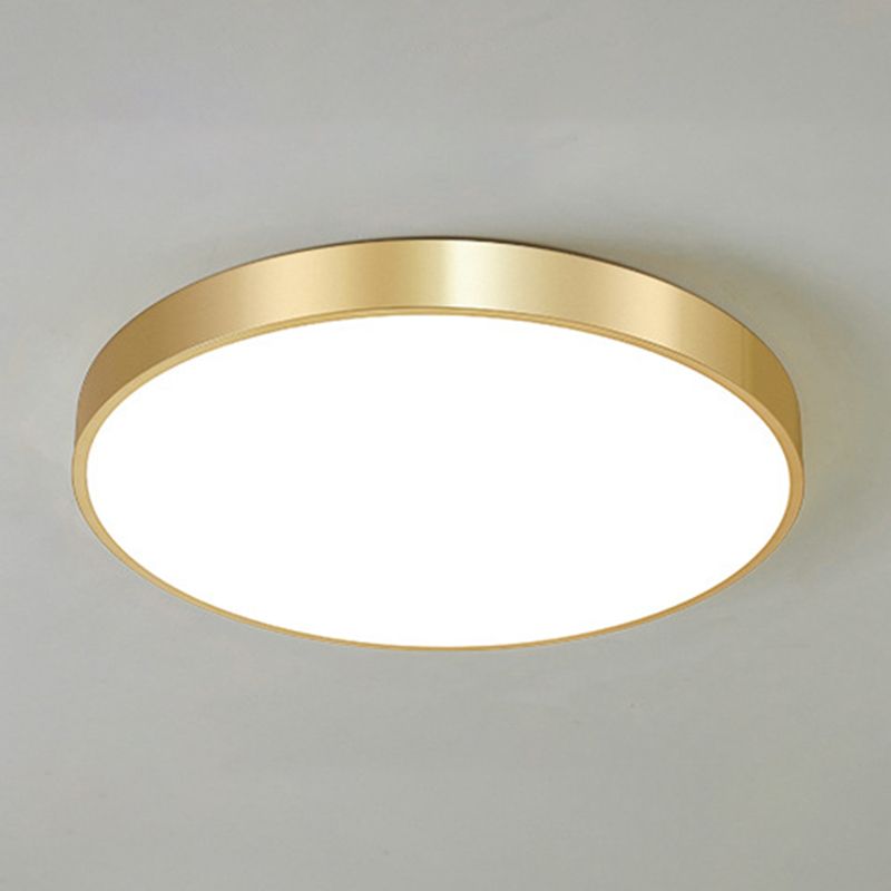 Gold Drum Metal Flush Mount Ceiling Lighting Modern Minimalist Style LED Living Room Flush Lamp